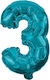 Luftballon Folie Zahl 3 Blau No 3 32cm