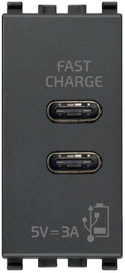 Vimar Eikon Gemauerte Steckdose mit 4 USB-Anschlüssen Grau