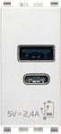 Vimar Eikon Power Socket with 2 USB Ports White