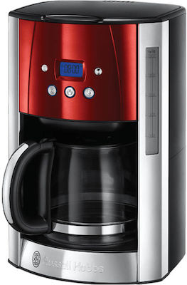 Russell Hobbs Luna Solar Programmable Filter Coffee Machine 1000W Red