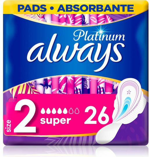 Always Platinum Super Sanitary Pads with Wings Night Size 2 26pcs