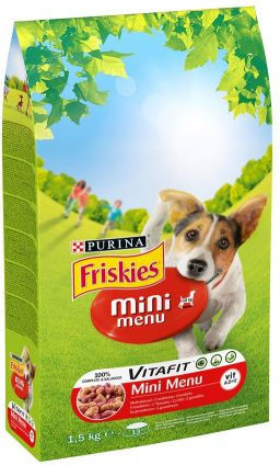 Friskies Mini Menu Adult 1.5kg Dry Food Gluten-Free for Adult Small Breed Dogs with Beef