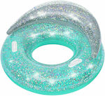 Bestway Glitter Kids Inflatable Floating Ring with Handles Turquoise with Glitter 117cm