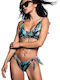 Bluepoint Pastel Palm Bikini Brazil with Ties Turquoise