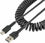 StarTech Spiral USB 2.0 Cable USB-C male - USB-A male Black 0.5m (R2ACC-50C-USB-CABLE)