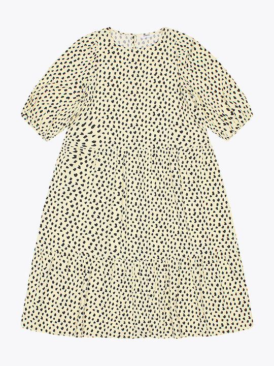 WEMOTO Allie Viscose - Volant Dress [Cream] Κίτρινο