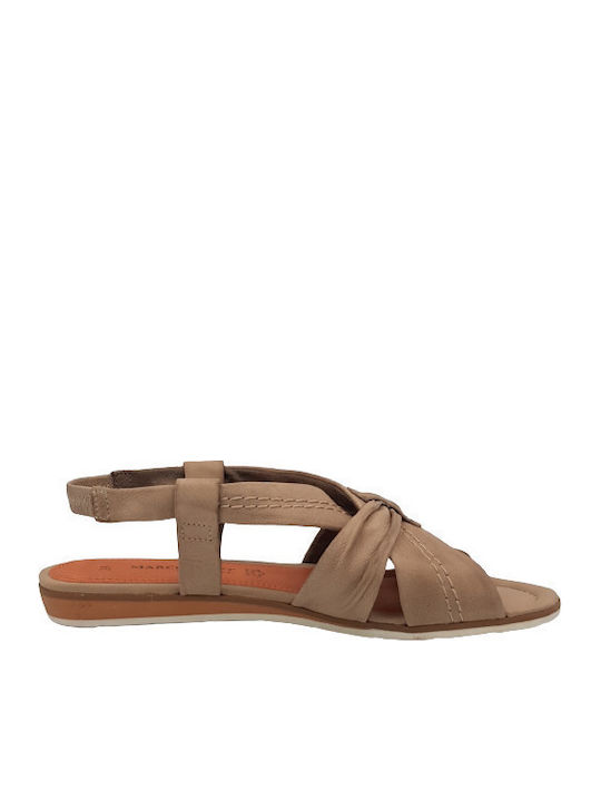 Leather Women's Flat Sandals Anatomic in Beige Color