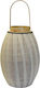 Atmosphera Tabletop Bamboo Lantern with Strip Ecru 20x20x28cm