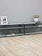 Stand TV Din Metal Și Sticlă Negru L200xA40xÎ40,5cm