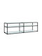 TV Stand with Glass Surface Black Velvet-Black Metal L140xW40xH40.5cm
