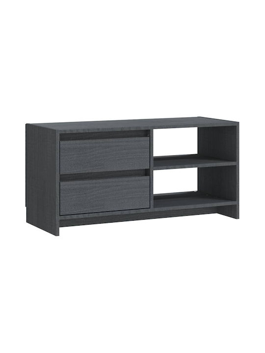 Solid Wood TV Furniture with Drawers Γκρι L80xW31xH39cm