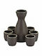 WM Collection Ceramic Decanter 16cm with Glasses Brown 350ml 7pcs