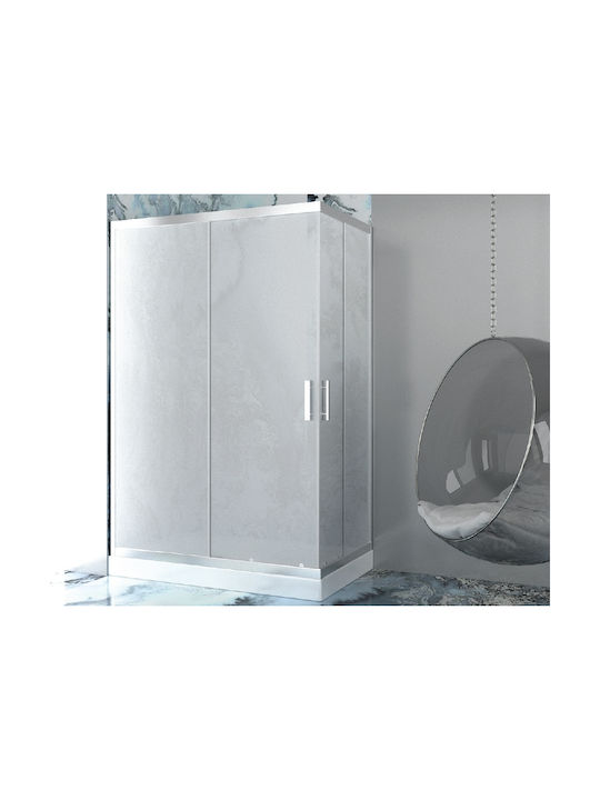 Orabella Stardust Easy Fix Kabine für Dusche mit Schieben Tür 90x150x190cm Stoff Chrom
