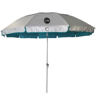 Campo Tropic 200 Foldable Beach Umbrella Aluminum Turquoise Diameter 1.9m with UV Protection and Air Vent Blue