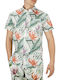 Jack & Jones Men's Floral Shirt with Short Sleeves Cloud Dancer