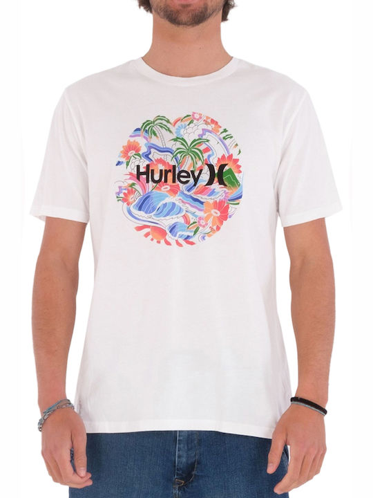 Hurley Ανδρικό T-shirt Λευκό με Στάμπα