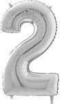 Μπαλόνια foil Jumbo ασημί νούμερο 2 (1 μέτρο)