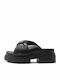Combo Leather Women's Flat Sandals Black