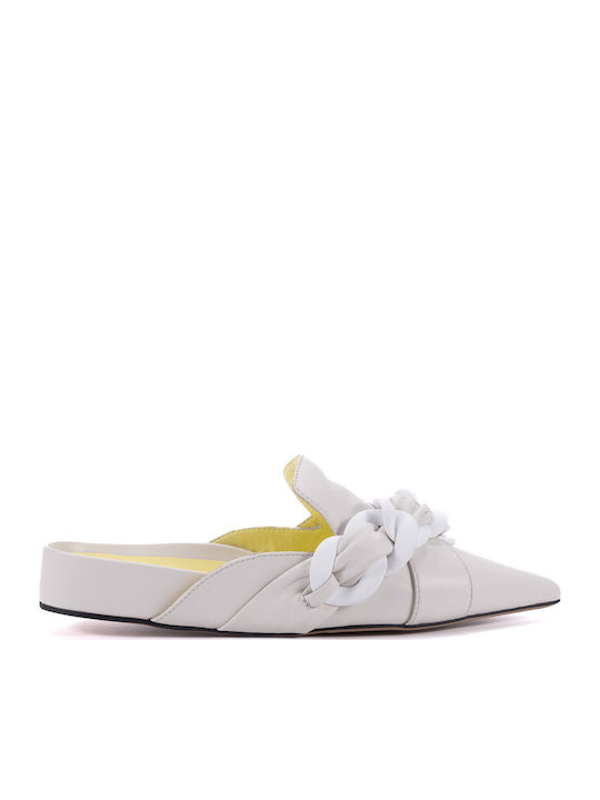 Favela Sparo Leather Mules White 0116001026