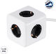 GloboStar PowerCube 5 Θέσεων με Καλώδιο 1.5m Γκρι