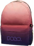 Polo Double Scarf Σχολική Τσάντα Πλάτης Γυμνασίου - Λυκείου Pink Purple
