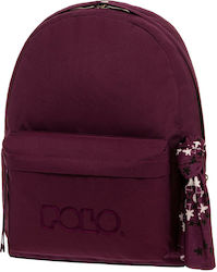 Polo Scarf Σχολική Τσάντα Πλάτης Γυμνασίου - Λυκείου Μωβ Σκούρο Μ32 x Π18 x Υ40εκ 2023