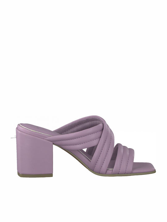 Mules with Chunky High Heel in Lilac Color