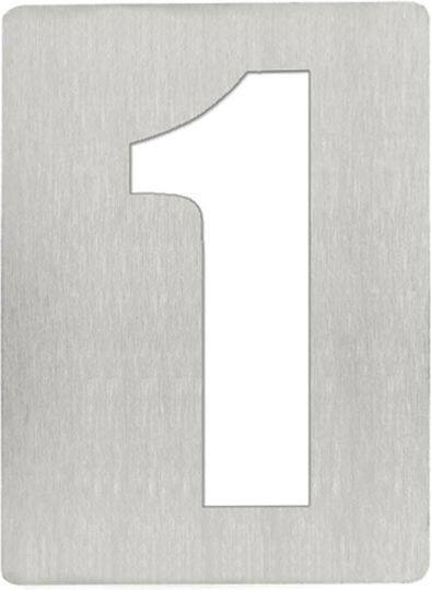 Metalor Placă cu Număr 1 în Argintiu Culoare 8cm 166-10694#PR02