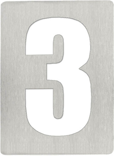 Metalor Sign with Number in Silver Color Inox 8cm 166-10717#PR03