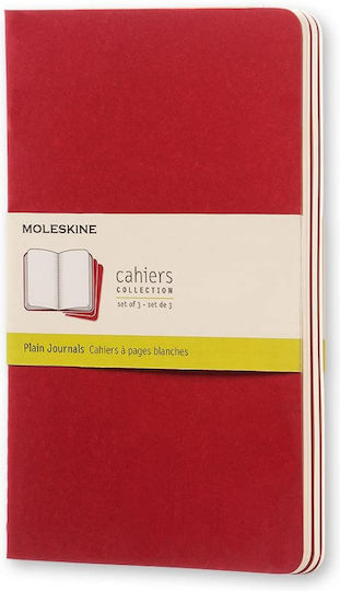 Moleskine Σετ 3 Σημειωματάρια Bullet 40 Φύλλων με Λευκές Σελίδες Κόκκινα