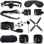Aria Trade Kit BDSM Set de legături fetișiste din piele artificială Set de accesorii erotice Black Black AT01646 10buc