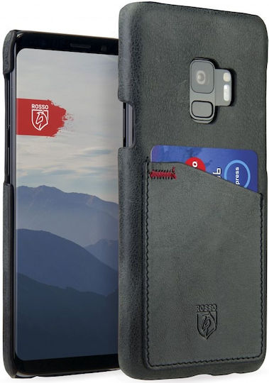 Rosso Select Umschlag Rückseite Leder Schwarz (Galaxy S9)