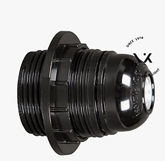 VK Lighting Stromstecker mit Steckdosenbuchse E27 in Schwarz Farbe Set 1Stück GH-02-B