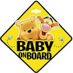 AMiO Σήμα Baby on Board με Βεντούζα Winnie Κίτρινο
