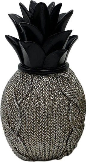 Karvounis Decorative Pineapple Shinny made of Polyresin Black/Silver 9x9x15cm 1pcs