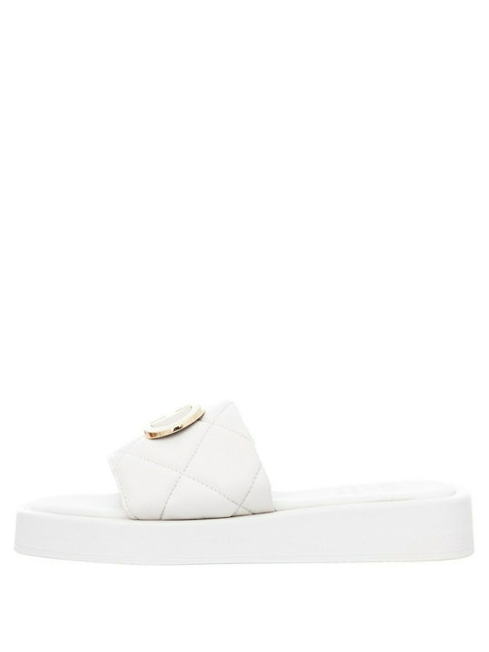 Mariella Fabiani Leather Women's Flat Sandals In White Colour