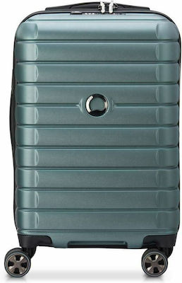 Delsey Slim Cabin Travel Suitcase Hard Green with 4 Wheels Height 55cm