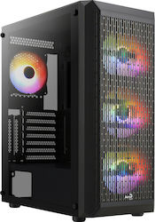 Aerocool Beam Gaming Midi Tower Κουτί Υπολογιστή με Πλαϊνό Παράθυρο και RGB Φωτισμό Μαύρο