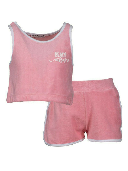 Nek Kids Wear Set pentru copii cu Șorturi Vara 2buc Roz