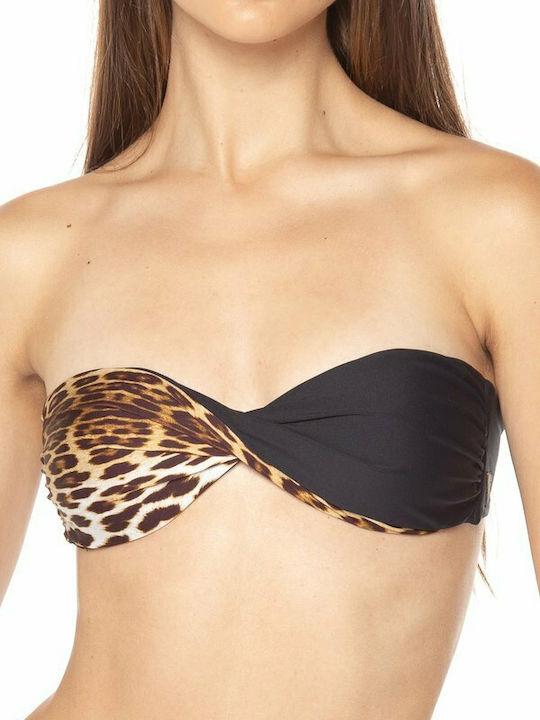 Strapless Bikini Black Animal Print