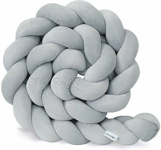 Sparrow Velvet Crib Bumpers Braided Inside Gray 15x200cm