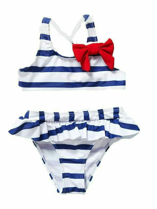 2 pieces Swimsuit White - Blue striped