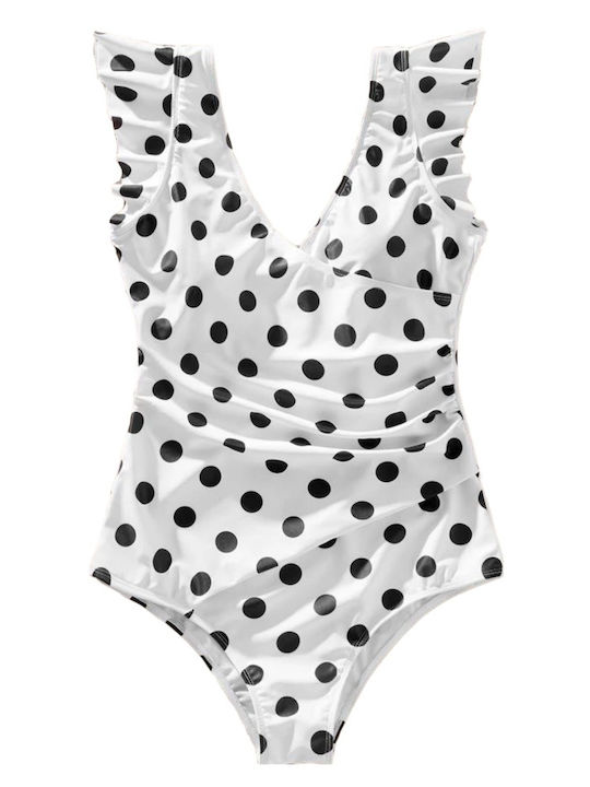 Children's White Polka Dot Swimsuit