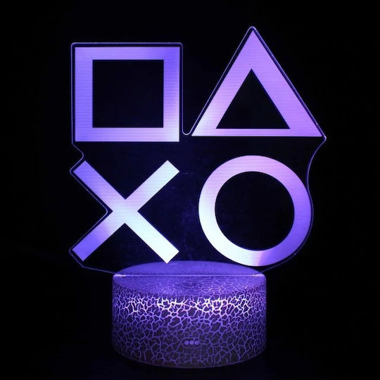 Led Kids Decorative Lamp 3D PS2 Illusion Purple 13x13x16.5εκ.
