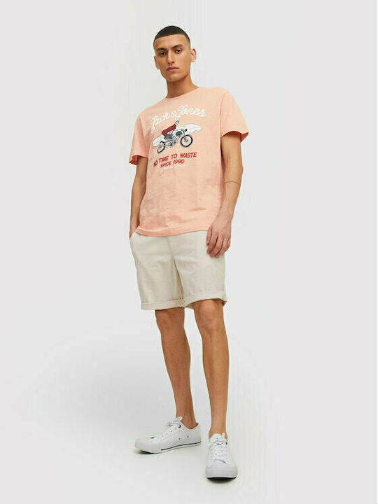 Jack & Jones T-shirt Bărbătesc cu Mânecă Scurtă roz coral