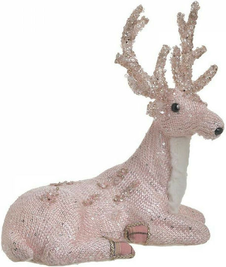 Inart Christmas Fabric Figure Reindeer Pink 30x30x13cm