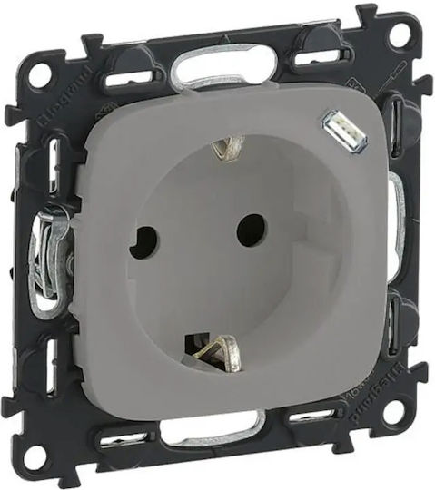 Legrand Valena Allure Power Socket with 1 USB Port Silver 1pcs