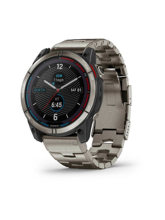 Garmin Quatix 7X Solar Edition Titanium 51mm Αδιάβροχο Smartwatch με Παλμογράφο (Γκρι)