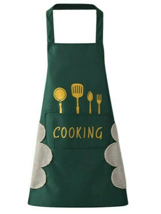 Cucina Impermeabil Șorț de Bucătărie cu Prosop Verde 71x67cm 1buc
