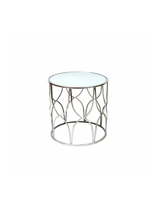 Round Glass Side Table Ασημί L48xW48xH53cm